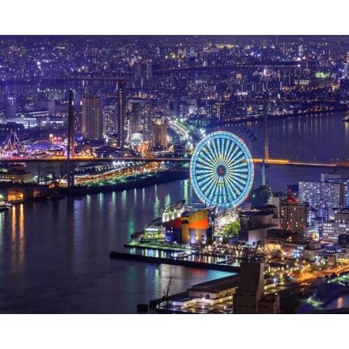 Free Shipping 3D Photo Wallpaper London Night Scenery Ferris Wheel City Landscape Background Hotel Mural Bedroom Wallpaper