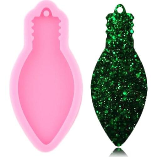 Shiny Glossy Light Bulb Silicone Keychain Mold Polymer Clay Pendant Epoxy Resin Jewelry Making Keychains Mould Earrings Moulds