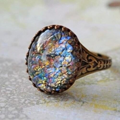 Colorful Big Round Finger Rings Festival Means Women Vintage Antique Silver Colorls Female Statement Bohemian Beach Holiday