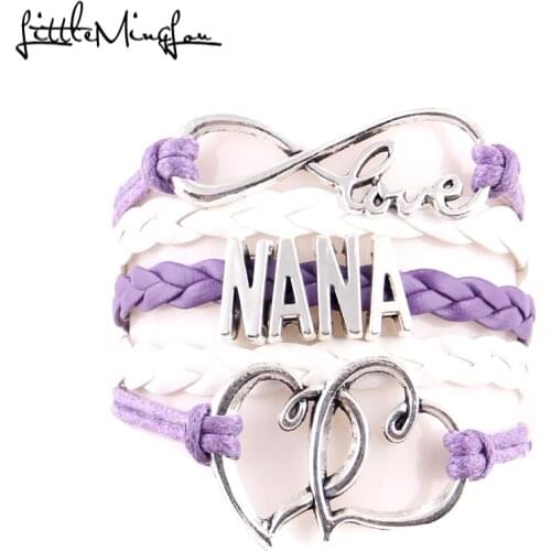 Little MingLou infinity love NANA Bracelet heart feet charm grandma grandmother bracelets & bangles for women jewelry