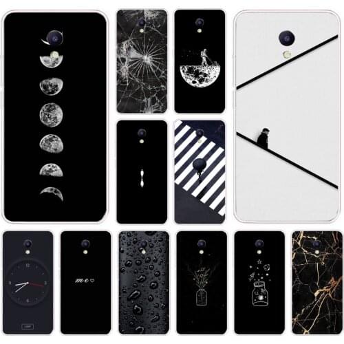 43AS Black & White Soft Silicone Back Cover Case for Meizu M5 M5C M5S Note M8 Lite X8 cover funda