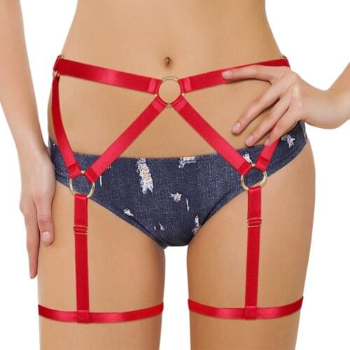Sexy Women Leg Ring Thigh Straps Goth Garter Lingerie Body Harness Waist Bondage Cage Suspender BDSM Erotic Underwear Stockings