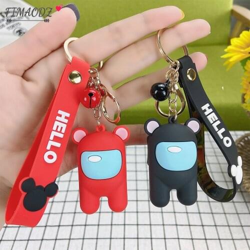 FIMAODZ New Anime Game Among Us Keychain Cute Figure Red Yellow Pink Blue Car Bag Key Chain Ring for Kids Gift