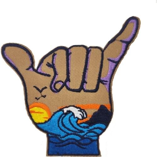 Hawaii Shaka Hand Hang Loose Embroidered Iron on Patch Surf and Beach Gifts