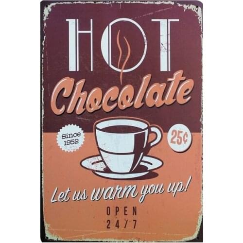 Hot Chocolate Retro Tin Sign Cafe Bar Decor