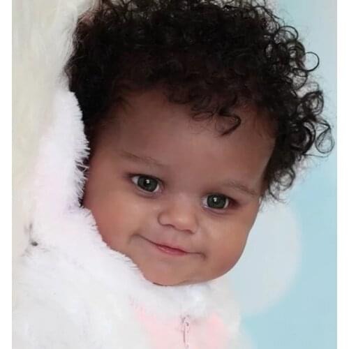 ADFO 20 Inches Maddie Reborn Doll Kits Realistic Africa America Black Vinyl Silicone Reborn Baby Kit DIY Unassembled Girl Dolls