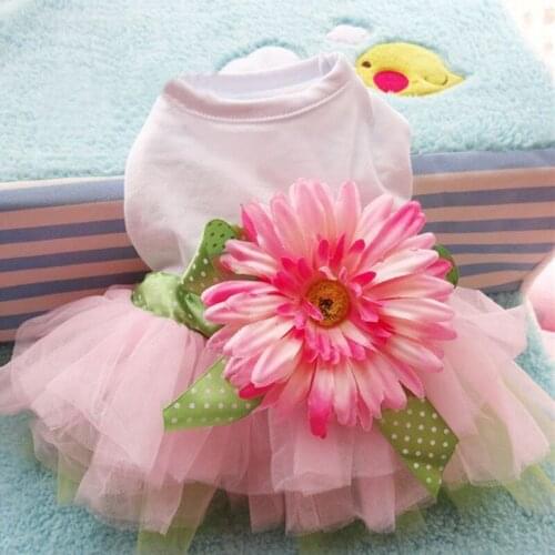 Flower Small Pet Puppy Dog Cat Summer Sunshine Flower Bow Pattern Dress Shirt Dress Skirt Puppy Clothes Costume Apparel Clothes