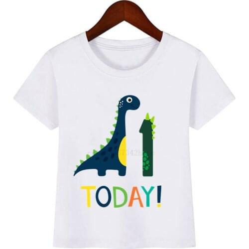Summer Kids Cartoon Dinosaur Birthday Print T Shirt Children Birthday Dino Number T-shirts Unisex Funny Gift Baby Tshirt 0399