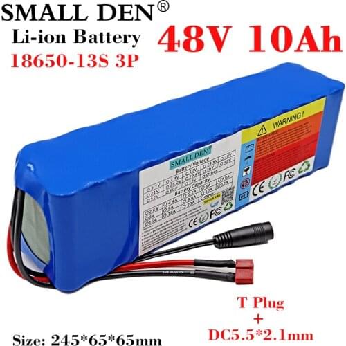 48V 10Ah 18650 lithium battery pack 13S3P 500-800W High Power 54.6V Electric bicycle scooter motor ebike battery Built-in15A BMS