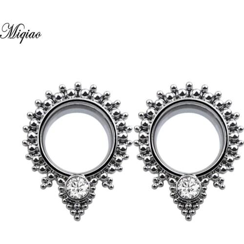 Miqiao 2pcs Hot New Stainless Steel Water Drop Single Horn Ear Expansion 6mm-16mm Exquisite Piercing Jewelry