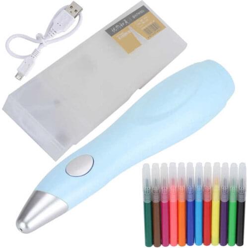 Drawing Set Electric Inkjet Kit 12 Color Hand Painted Washable Watercolor Airbrush Pen Art Painting Set Art Supply