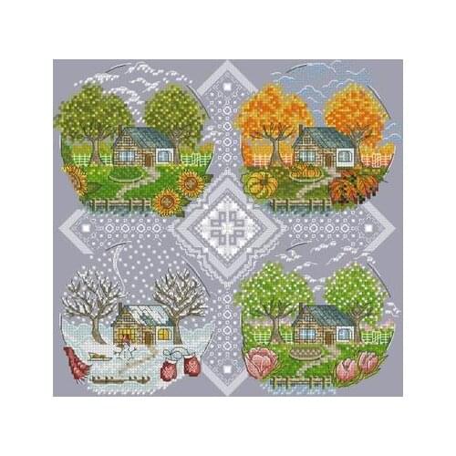 Embroidery Cross Stitch Kit Patterns 11CT 14CT Needlework DIY DMC Counted Cross Stitch Kits grandmothers Four Seasons Garden