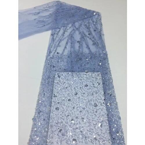 Nigerian Lace Fabric 2021 Bridal Wedding Dress Latest High Quality Blue Lace Fabric Embroidered Tulle African Sequins Lace