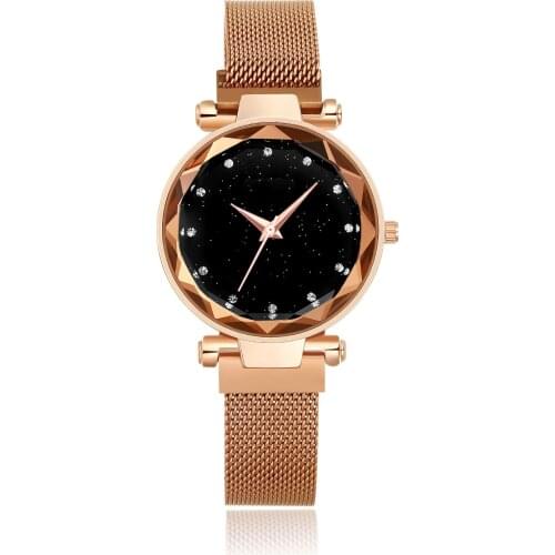 Latest Starry Sky Face Design Watch Magnet Buckle Steel Mesh Band Milanese Strap Women Quartz Wrist Watch Jam Tangan