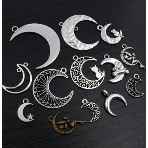 New Fashipn Multi-styles Antique Silver Plated Bronze Moon Chrams Metal Alloy Pendant DIY Charms DIY Jewelry Making Findings