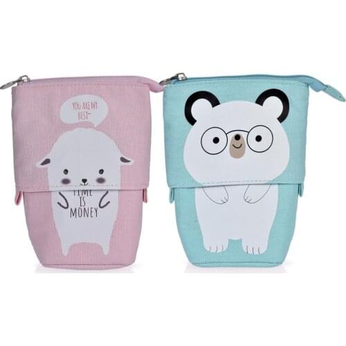 Creative Retractable Pencil Case Office School Stationery Supplies Storage Bag Kawaii DIY Pencil Cases Kid Cute Pen Holder Box