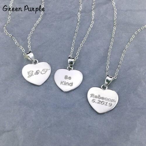 100% 925 Silver Heart Necklace Handmade Letter Jewelry Name Chocker Pendants Boho Kolye Necklace for Women