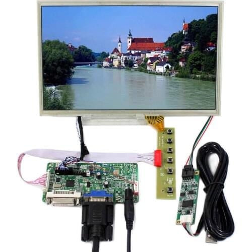 DVI+VGA LCD Controller Board + 10.2inch 1024x600 HSD100IFW1 CLAA102NA0ACW LCD With Resistive Touch Panel