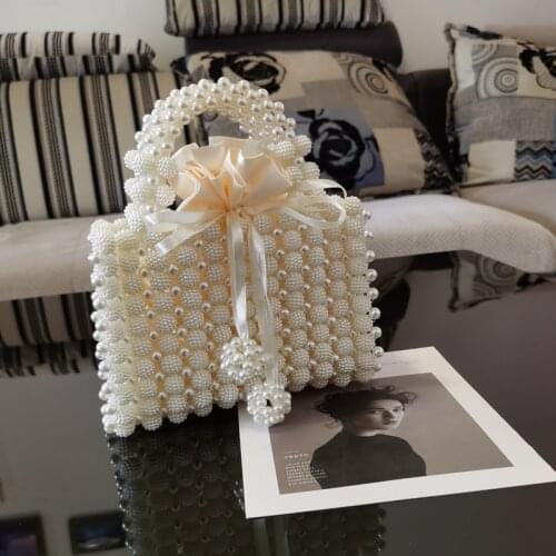 Luxury Handmade Beading Pearl Handbag Women Chic Beaded ABS Pearl Evening Bags Female Cute Dinner Party Tote Clutch 2021 New