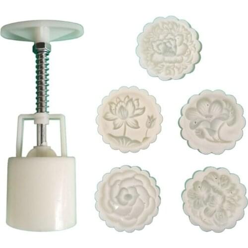 Hand-Pressure Moon Cake Mould Exquisite Blossom Mode Pattern Mid-Autumn Festival Hand-Pressure Moon Cake Mould Durable