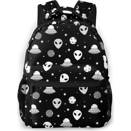 School Bags for Teenagers Boys School Bag Boy Space Themed Alien Face And Ships Students Book Satchels