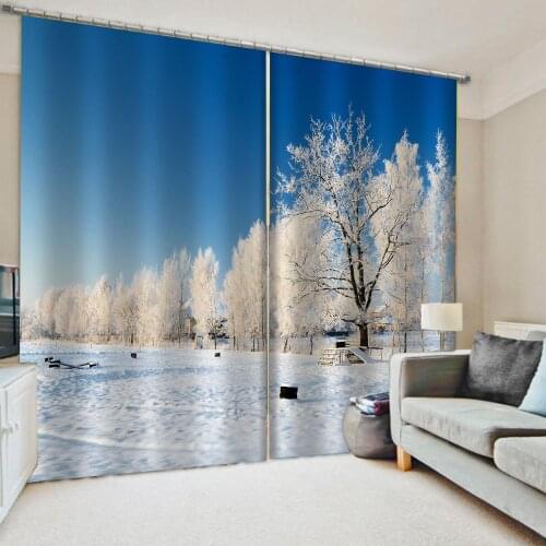 Morden white snow curtains 3D Curtains set For Bed room Living room Office Hotel 3d curtains