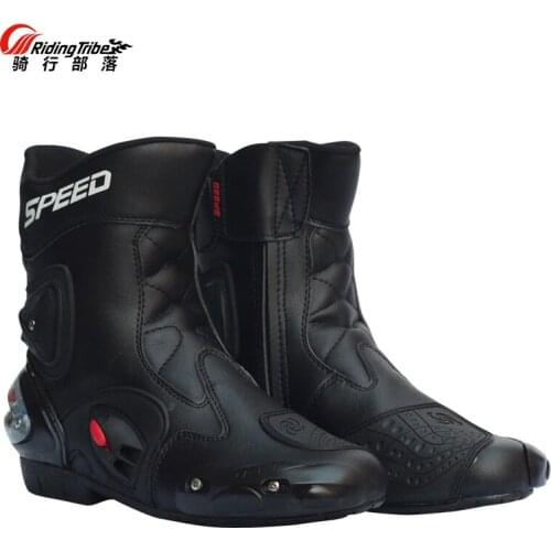 High Quality Motorcycle Boots PRO-BIKER A004 Microfiber Leather Motorcycle Racing Shoes Medium-Legged Boots 3 Colors