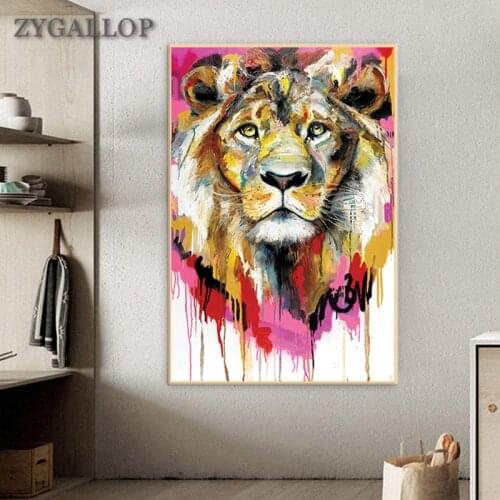 Animals Watercolor- Oil Painting Abstract Lion Canvas Posters and Prints Scandinavian Wall Pictures Bedroom Decoration Cuadros