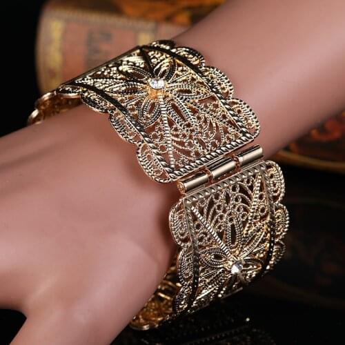 Gold Bracelet Metal Silver Bracelet Female Arab National Bride Jewelry Hollow Style