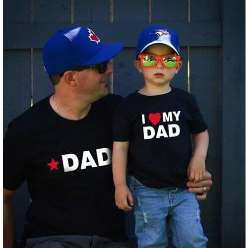 Black T-shirt Cotton Child Top 1pc Fashion Dad Family Look Boys Baby Girl Star Print Family Matching Short Sleeve