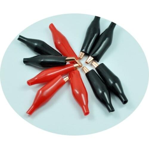 10pcs Insulation Boot Metal Alligator Clip Electric Test 45MM Pure Copper small crocodile clip Color red and black