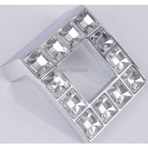 New 10pcs 32mm Square Crystal Cabinet Drawer Handle Cabinet Kitchen Glass Knob Closet Pull Shoesbox Handles Win Cabinet Pulls