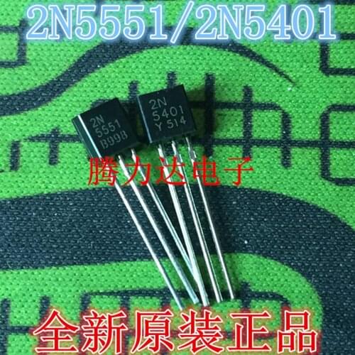 100PCS free shipping 2N5551 2N5401 5551 5401 TO-92 (50PCS* 2N5401+50PCS* 2N5551 ) Bipolar Transistors - BJT PNP Gen Pr Amp