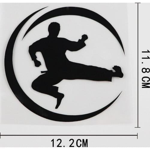 12.2CMX11.8CM Waterproof Karate Combat Sports Decal Vinyl Car Sticker Black/Silver 8A-0190