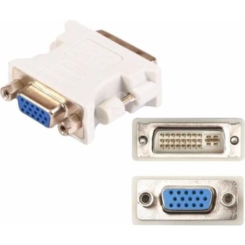 2pcs/lot DVI-I 24+5 Pin Male to VGA 15PIN Female Video Converter Adapter for PC laptop HDTV LCD DVD Computer Projector