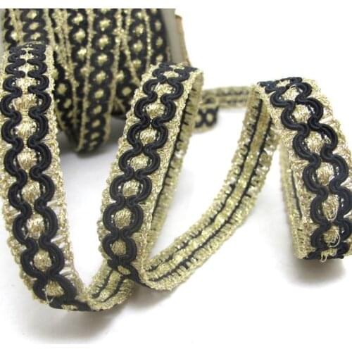 2 Yards 5/8 Inch Black and Gold Braided Gimp Trim|Woven Trim|Woven Border Edging Trim|Costume Clothing Supplies