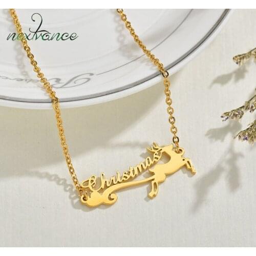 2021Nextvance Personalized Customized Name Necklace Fashion Cute Romantic Elk Heart Necklace Loving Couple Jewelry Accessories