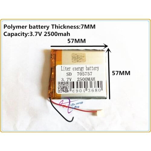 3.7V polymer lithium battery 705757 2500MAH mobile power tablet GPS navigator
