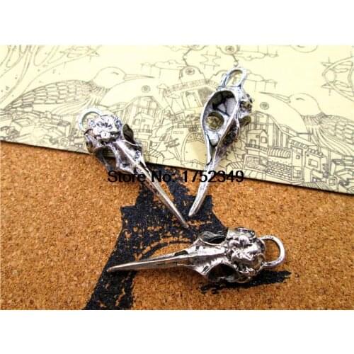 40pcs-Flower Vulture Bird Skull Head,3D Bird Skull Pendants/Charms, Jewelry Making Findings 41x13x9mm