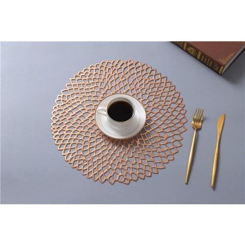 6pcs/lot Placemats For Kitchen Table PVC Hollow Round Coaster Pads Insulation Table Placemat Non-slip Mats Western Mat OK 1080