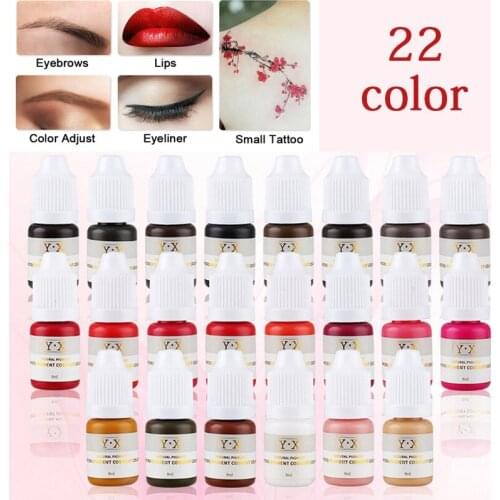 8ml Permanent Makeup Microblading Pigment Paint Tattoo Machine Ink For Eyebrows Eyeliner Lip Makeup Tattoo Supply Brown 22 color