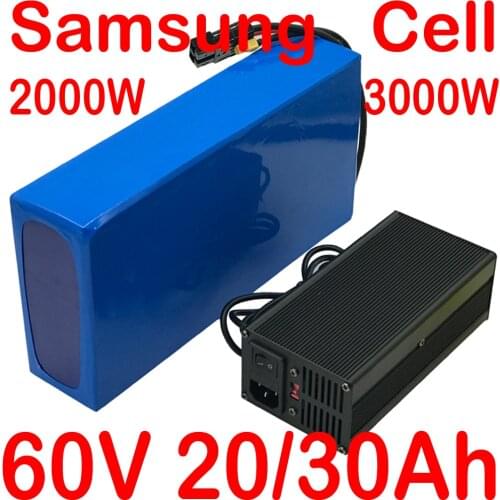 60V battery pack 3000w 60v 30ah electric bicycle battery 60V 30AH lithium ion battery use samsung cell with 60A BMS +5A charger