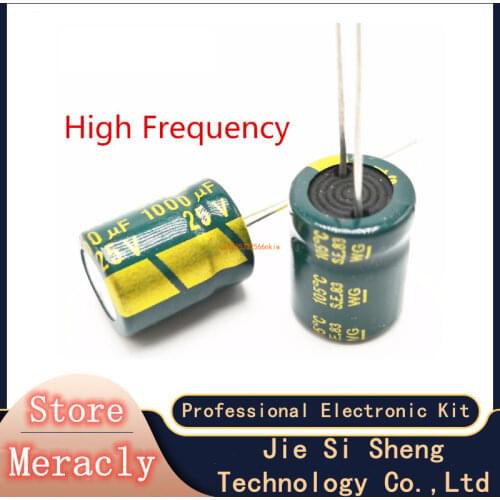 100-500pcs good quality 25V 1000UF Low ESR/Impedance high frequency aluminum electrolytic capacitor 20% 1000UF25V
