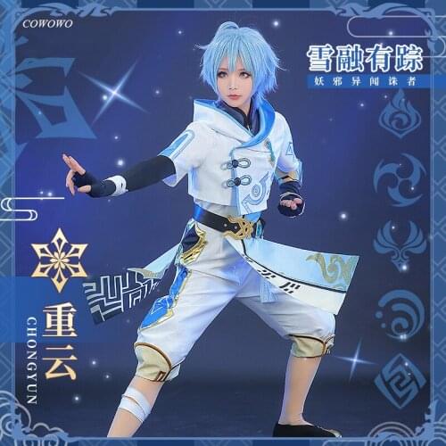 Anime! Genshin Impact Chongyun Game Suit Gorgeous Uniform Cosplay Costume Halloween Carnival Party Outfit For Men 2021 NEW