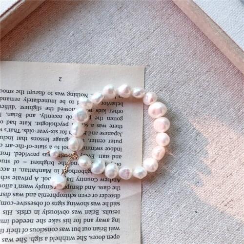 8-9mm White Baroque Pearl Bracelet 7.5inch Wedding Jewelry Cultured Women Flawless Gift Accessories Chic Aurora Real