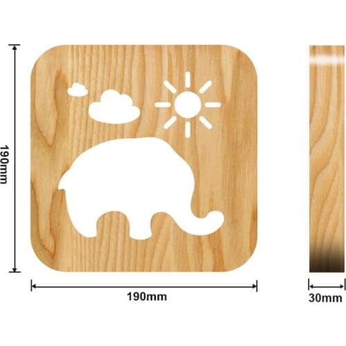 3D Elephant Wooden Lamp, LED Table Light USB Power Cartoon Nightlight Desk Lamp Bedroom Decoration Lamp, Gift for Kids Adult
