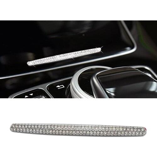 For Mercedes Benz C W205 C180 C200 C220 Central Console Water Cup Holder Cover Button Switch Trim Crystal Diamond Decal