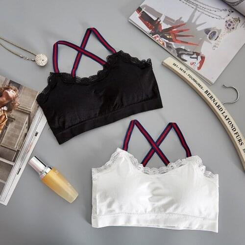 Womens Sexy Lace Base Wrap Chest Camisole Sports Underwear Seamless Non-Wireless Bra Seamless Underwear