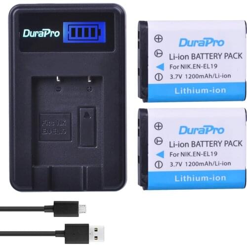 EN-EL19 1200mAh EN EL19 ENEL19 Battery + LCD USB Charger for Nikon S100 S2500 S2600 S3100 S6400 S4100 S4150 S3300 S4300