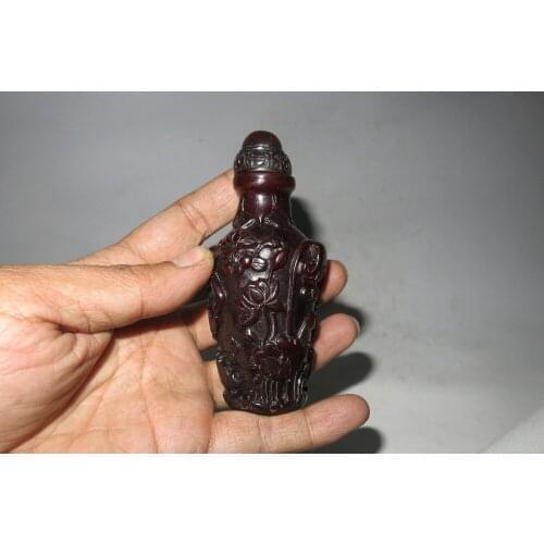 Collection old rhinoceros horn bone snuff bottle,Frog Lotus, best adornment&collection, free shipping